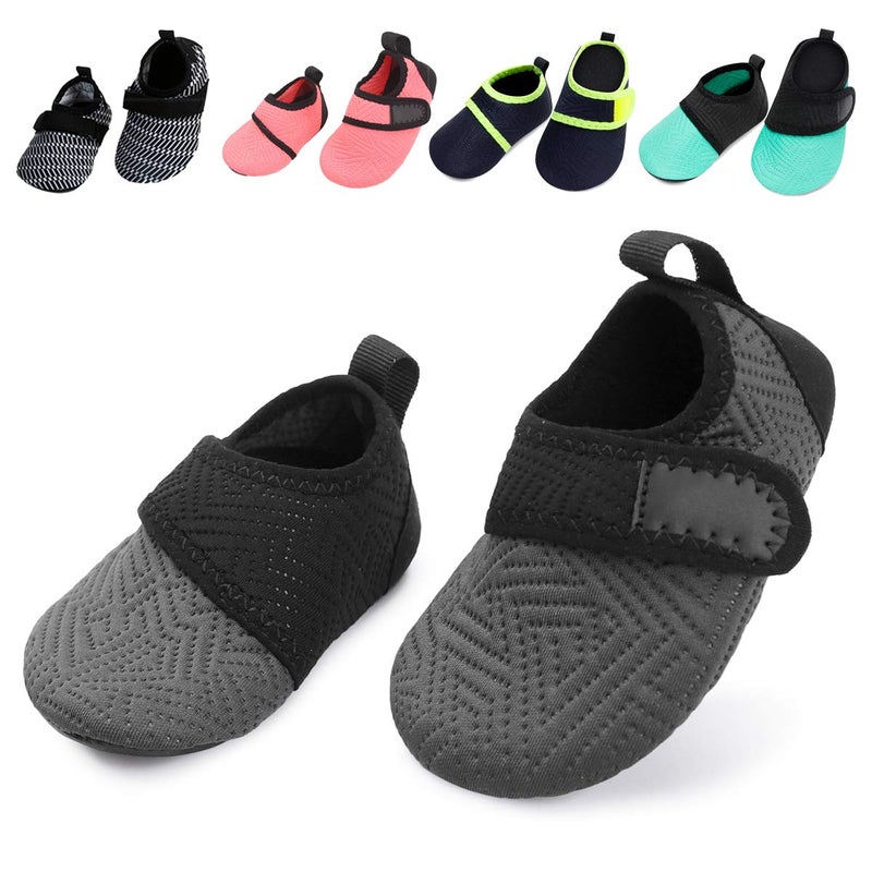 BARERUN Baby Water Shoes Barefoot Skin Aqua Sock Swim Shoes for Beach Swim Pool Grey 12-18 Months Infant - Image 2